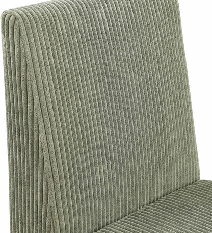 Aubrey Green Microsuede Corduroy Fabric Dining Chair