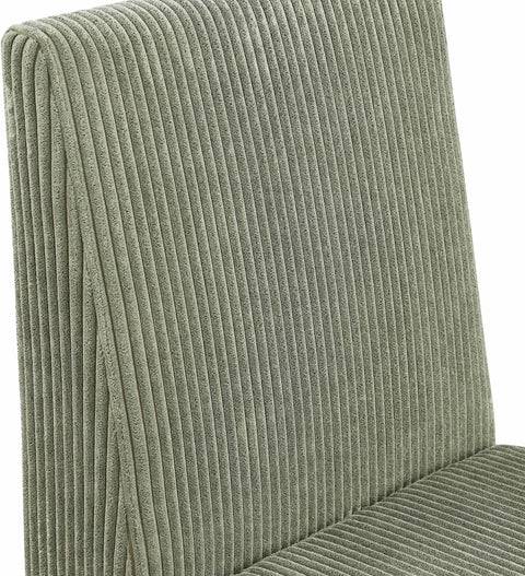 Aubrey Green Microsuede Corduroy Fabric Dining Chair