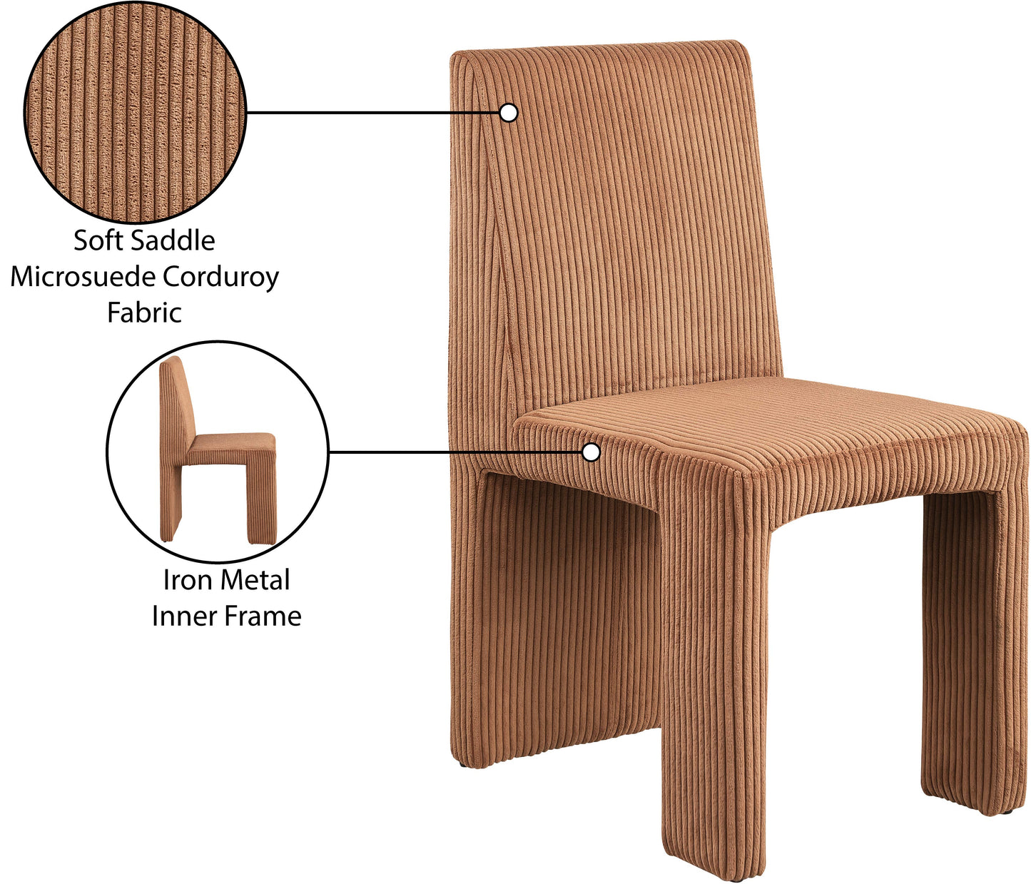 aubrey saddle microsuede corduroy fabric dining chair