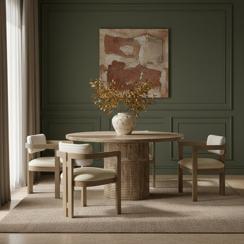 Dorian 43" Beige Concrete Indoor/Outdoor Dining Table, 1 Piece