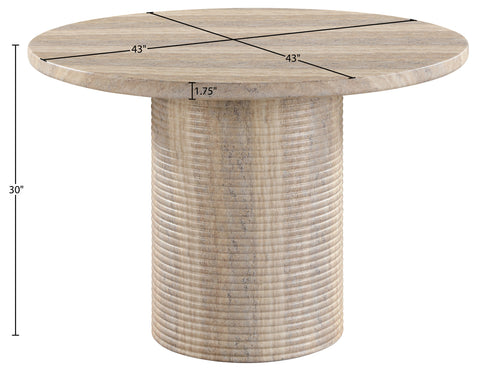 Dorian 43" Travertine Concrete Indoor/Outdoor Dining Table, 1 Piece