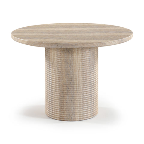Dorian 43" Travertine Concrete Indoor/Outdoor Dining Table, 1 Piece