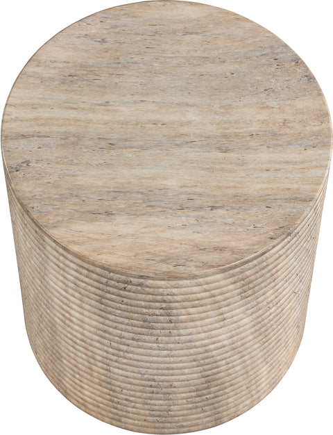 Dorian Travertine Concrete Indoor/Outdoor End Table, 1 Piece
