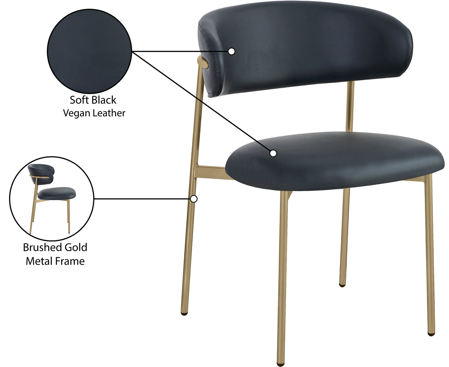 xoxo black vegan leather dining chair