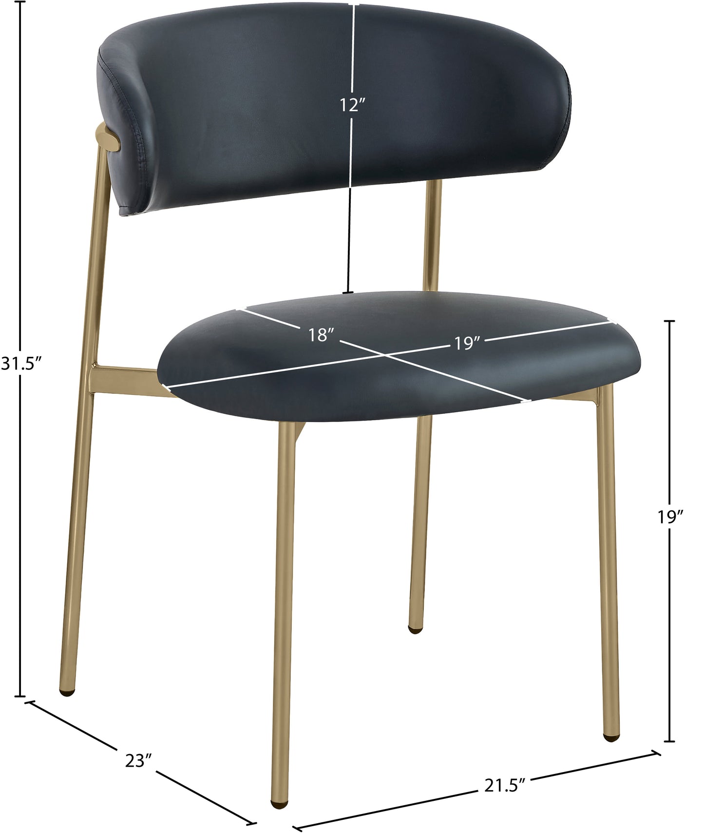 xoxo black vegan leather dining chair