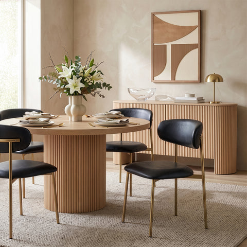 Opal Black Vegan Leather Upholstered Dining Chair, 2-Piece