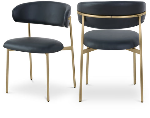 Opal Black Vegan Leather Upholstered Dining Chair, 2-Piece