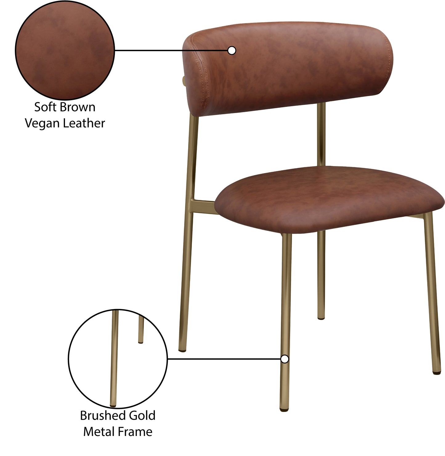 xoxo brown vegan leather dining chair