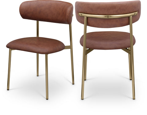 Opal Brown Vegan Leather Upholstered Dining Chair, 2-Piece