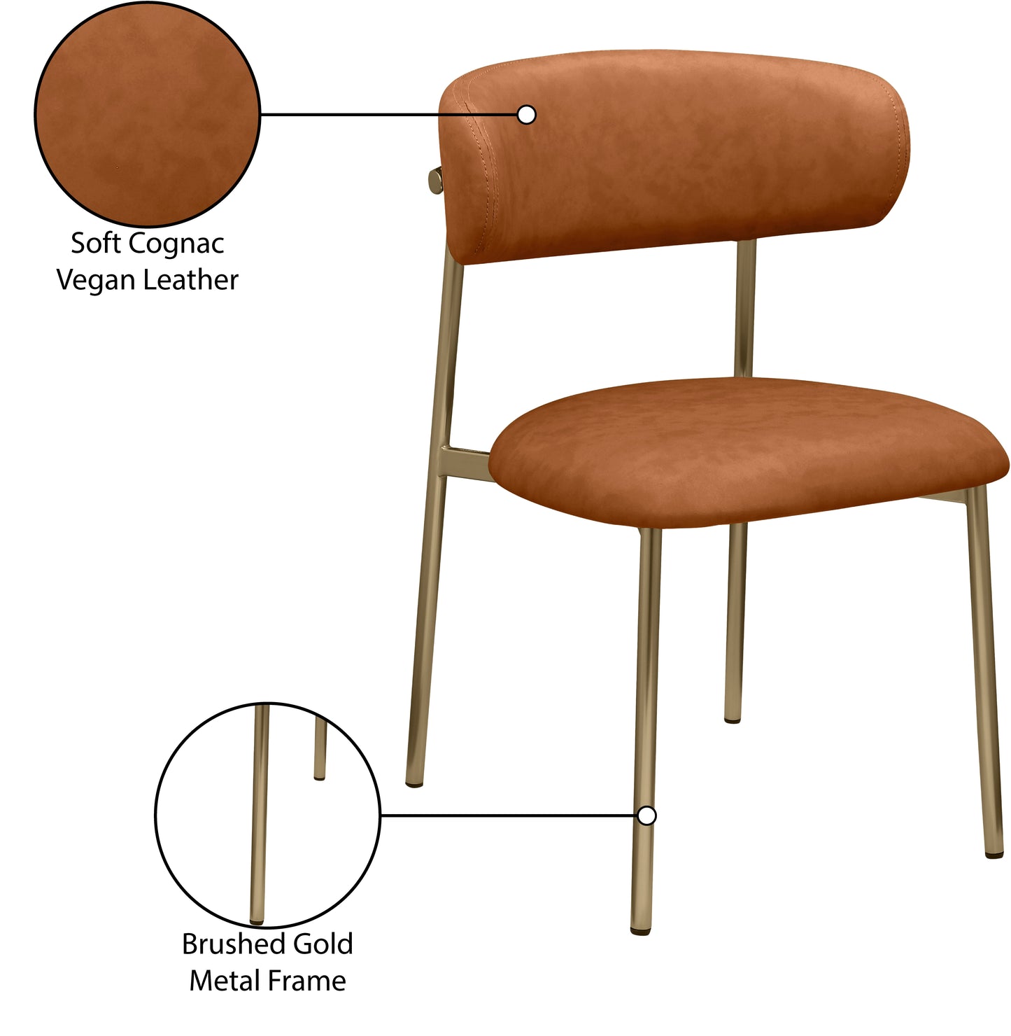 xoxo cognac vegan leather dining chair