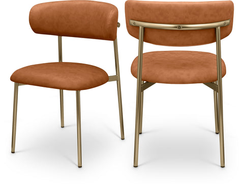 Opal Cognac Vegan Leather Upholstered Dining Chair, 2-Piece