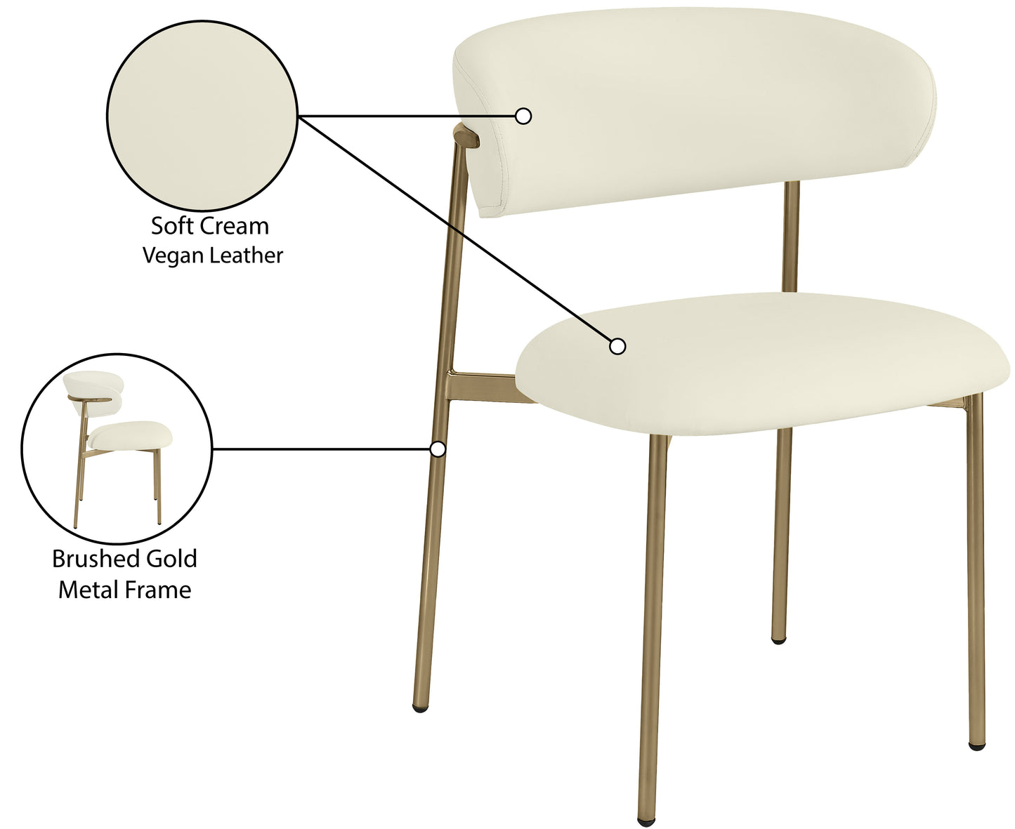 xoxo cream vegan leather dining chair