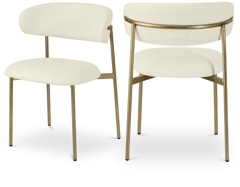 Opal Cream Vegan Leather Upholstered Dining Chair, 2-Piece