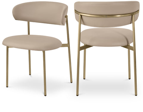 Opal Taupe Vegan Leather Upholstered Dining Chair, 2-Piece
