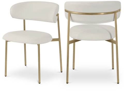 Opal Off-White Vegan Leather Upholstered Dining Chair, 2-Piece
