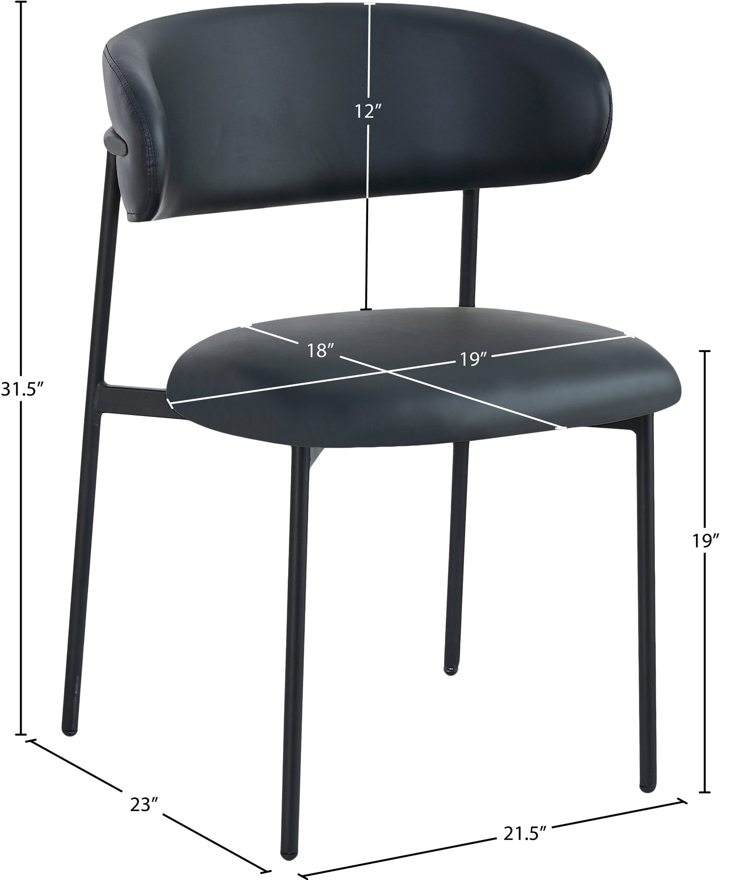 ziggy black faux leather dining chair c