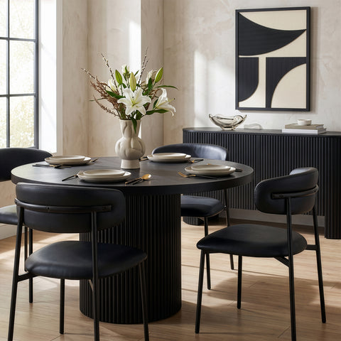 Opal Black Vegan Leather Upholstered Dining Chair, 2-Piece (Style 2)