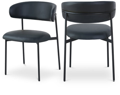 Opal Black Vegan Leather Upholstered Dining Chair, 2-Piece (Style 2)