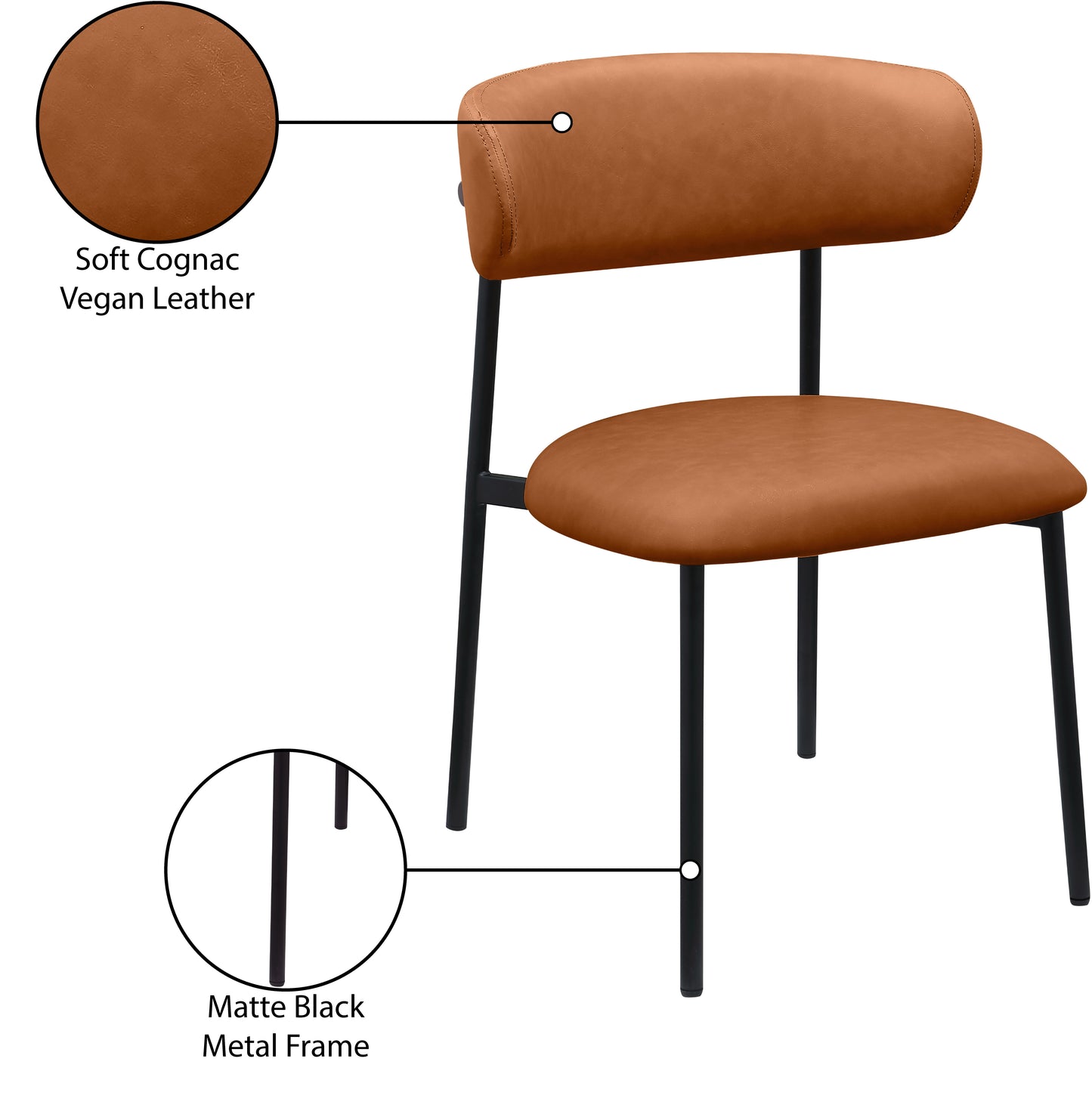 xoxo cognac vegan leather dining chair