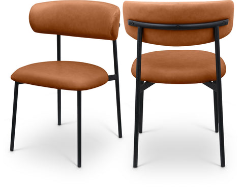Opal Cognac Vegan Leather Upholstered Dining Chair, 2-Piece (Style 2)
