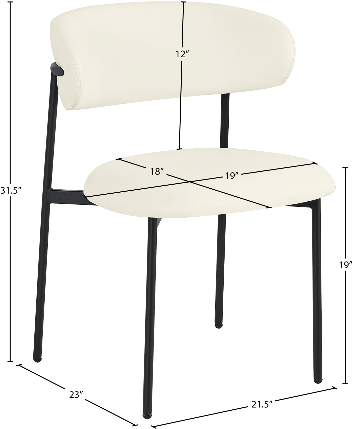 ziggy cream faux leather dining chair c