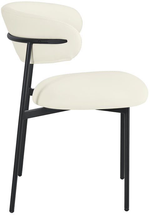Opal Cream Vegan Leather Upholstered Dining Chair, 2-Piece (Style 2)