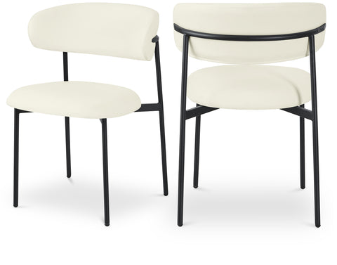 Opal Cream Vegan Leather Upholstered Dining Chair, 2-Piece (Style 2)