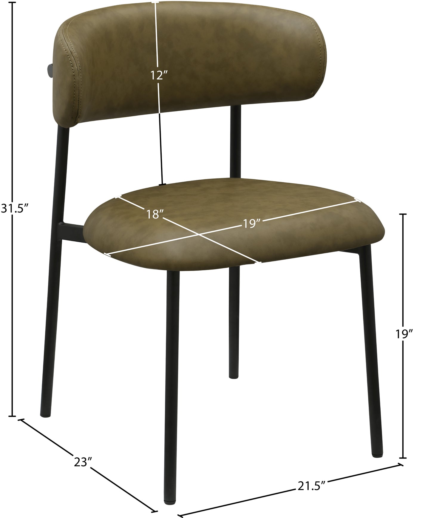 xoxo olive vegan leather dining chair