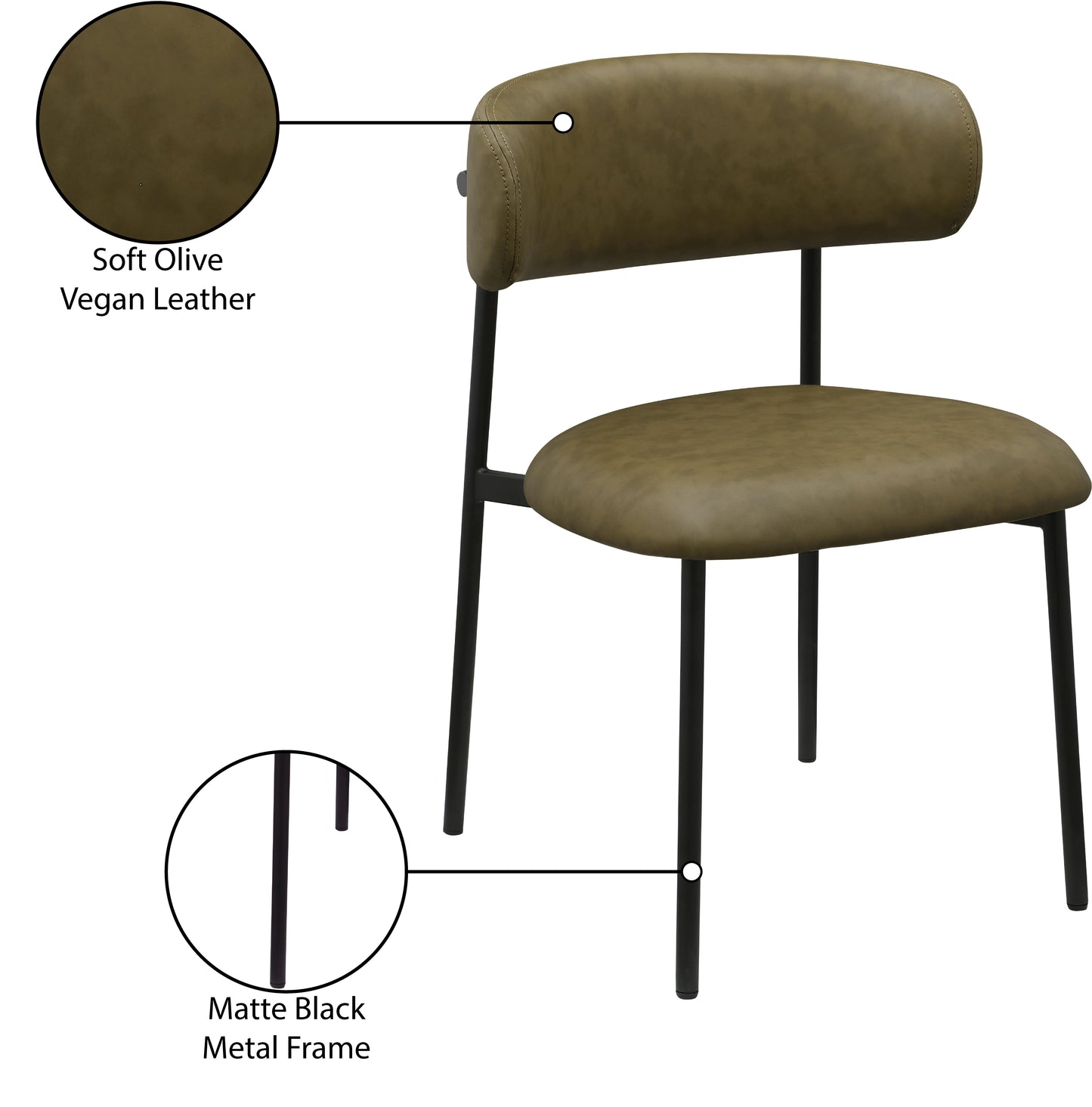 xoxo olive vegan leather dining chair