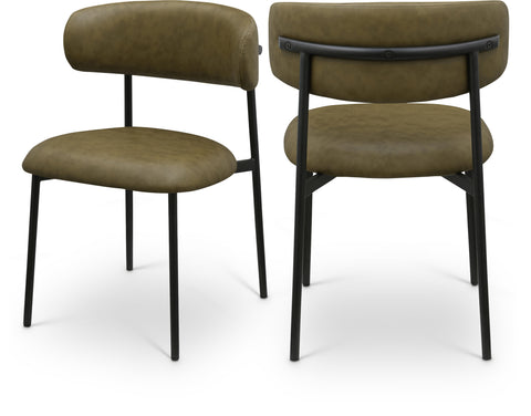 Opal Olive Vegan Leather Upholstered Dining Chair, 2-Piece