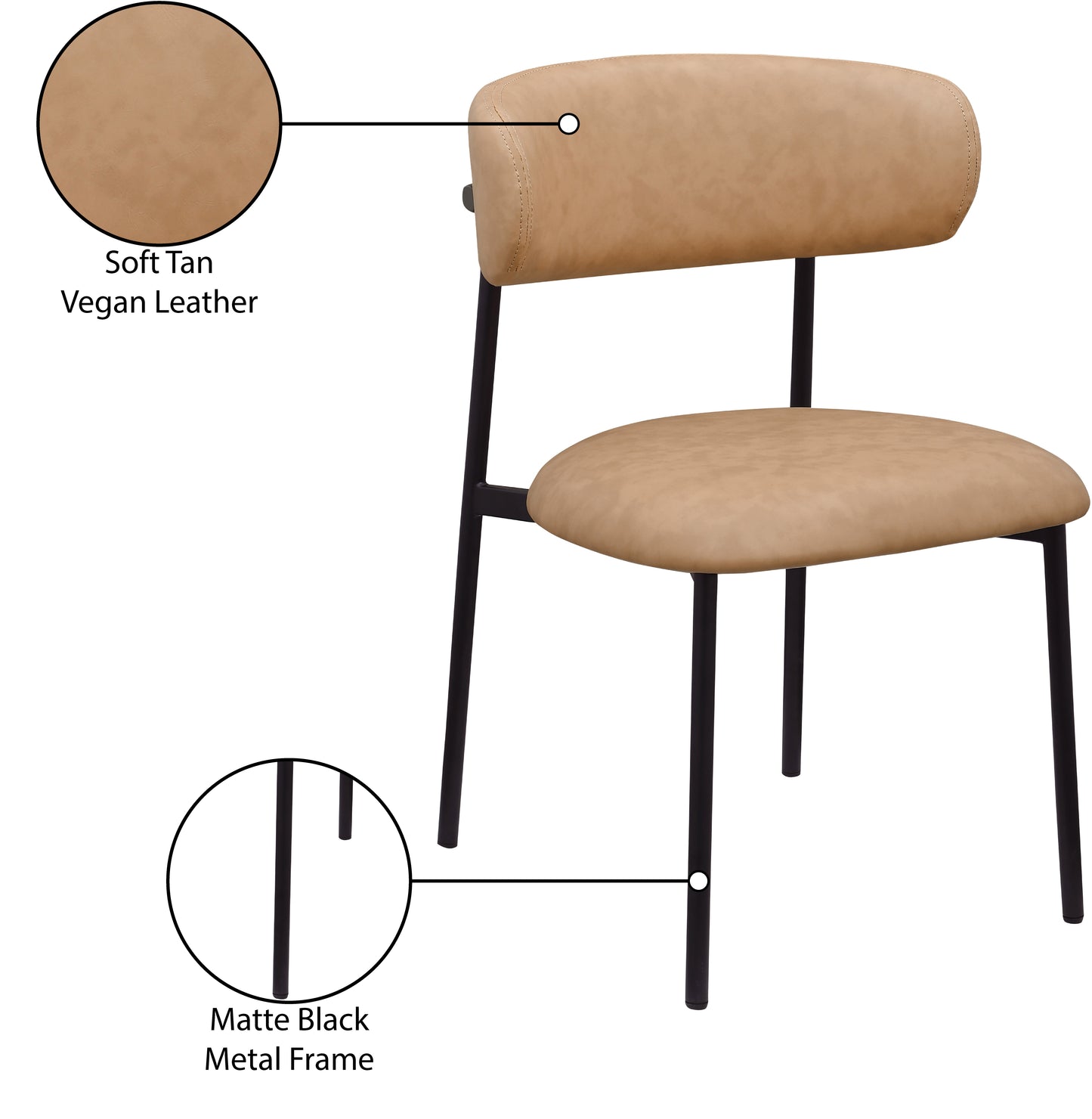 xoxo tan vegan leather dining chair