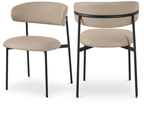 Opal Taupe Vegan Leather Upholstered Dining Chair, 2-Piece (Style 2)
