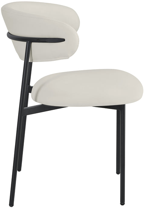 Opal Off-White Vegan Leather Upholstered Dining Chair, 2-Piece (Style 2)