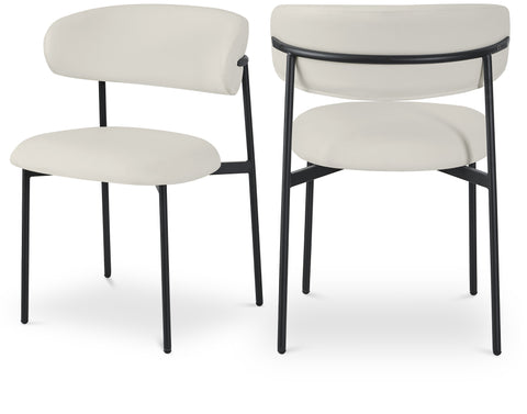 Opal Off-White Vegan Leather Upholstered Dining Chair, 2-Piece (Style 2)