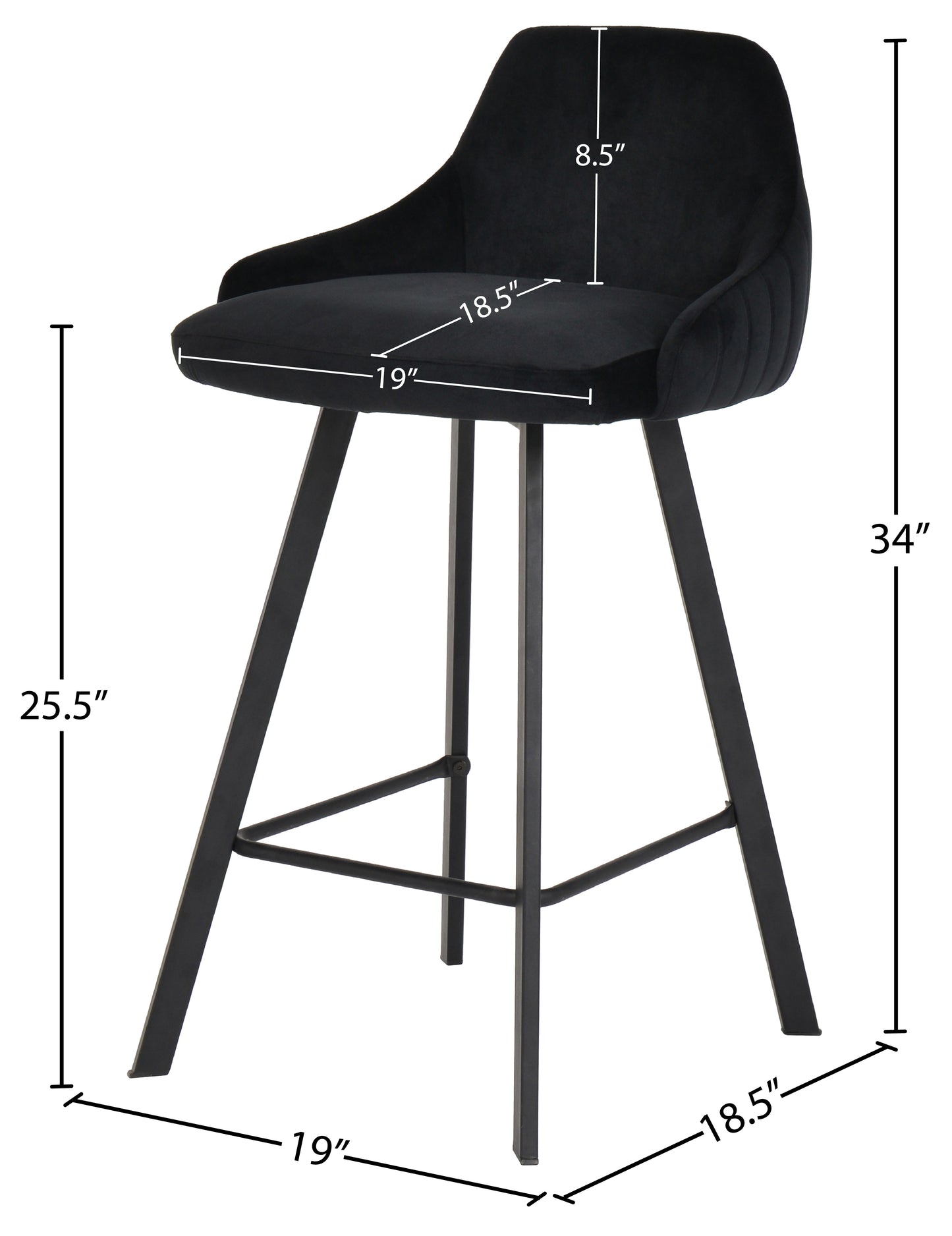 oblique black velvet stool black