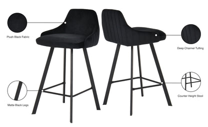 Oblique Black Velvet Stool Black