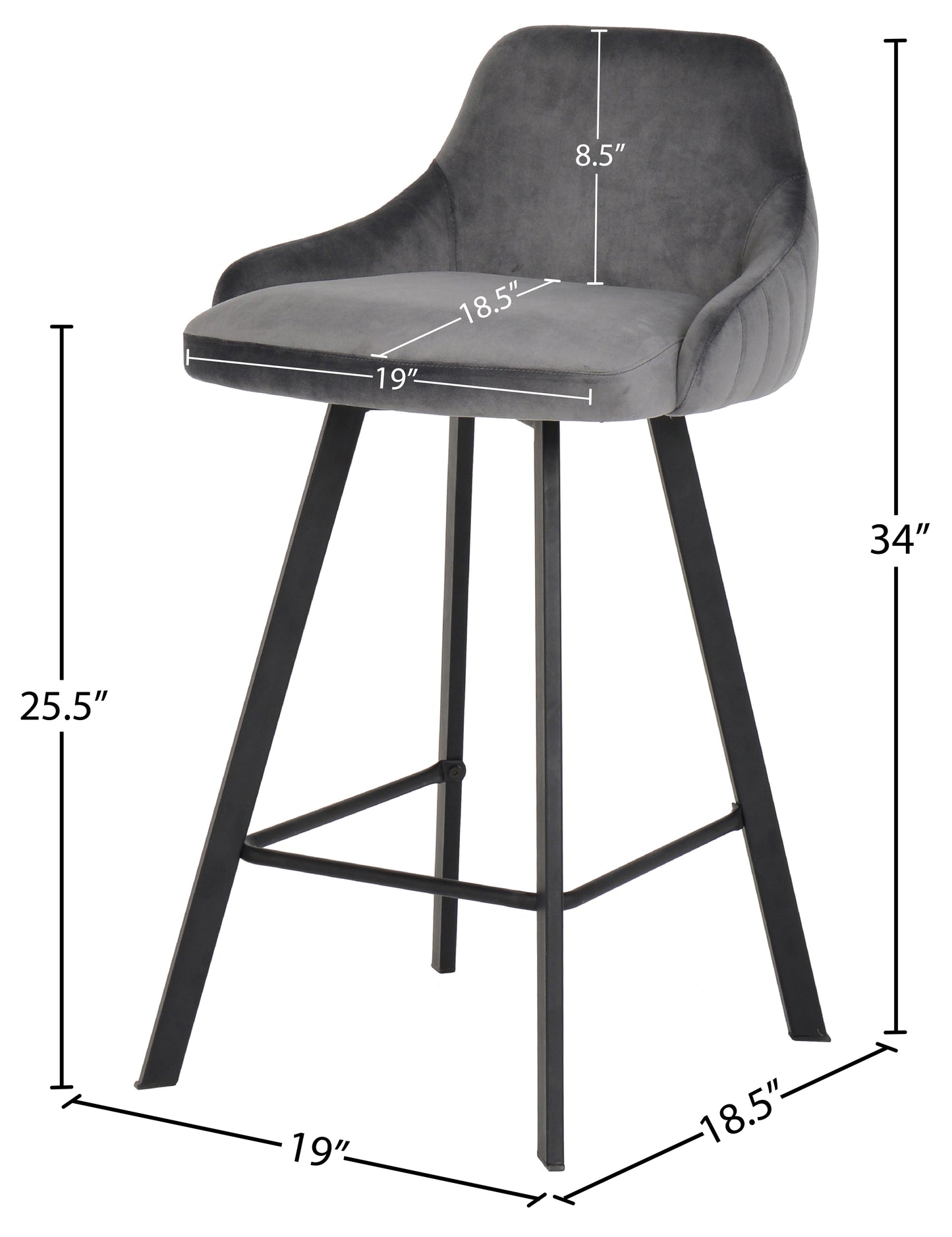 oblique grey velvet stool grey