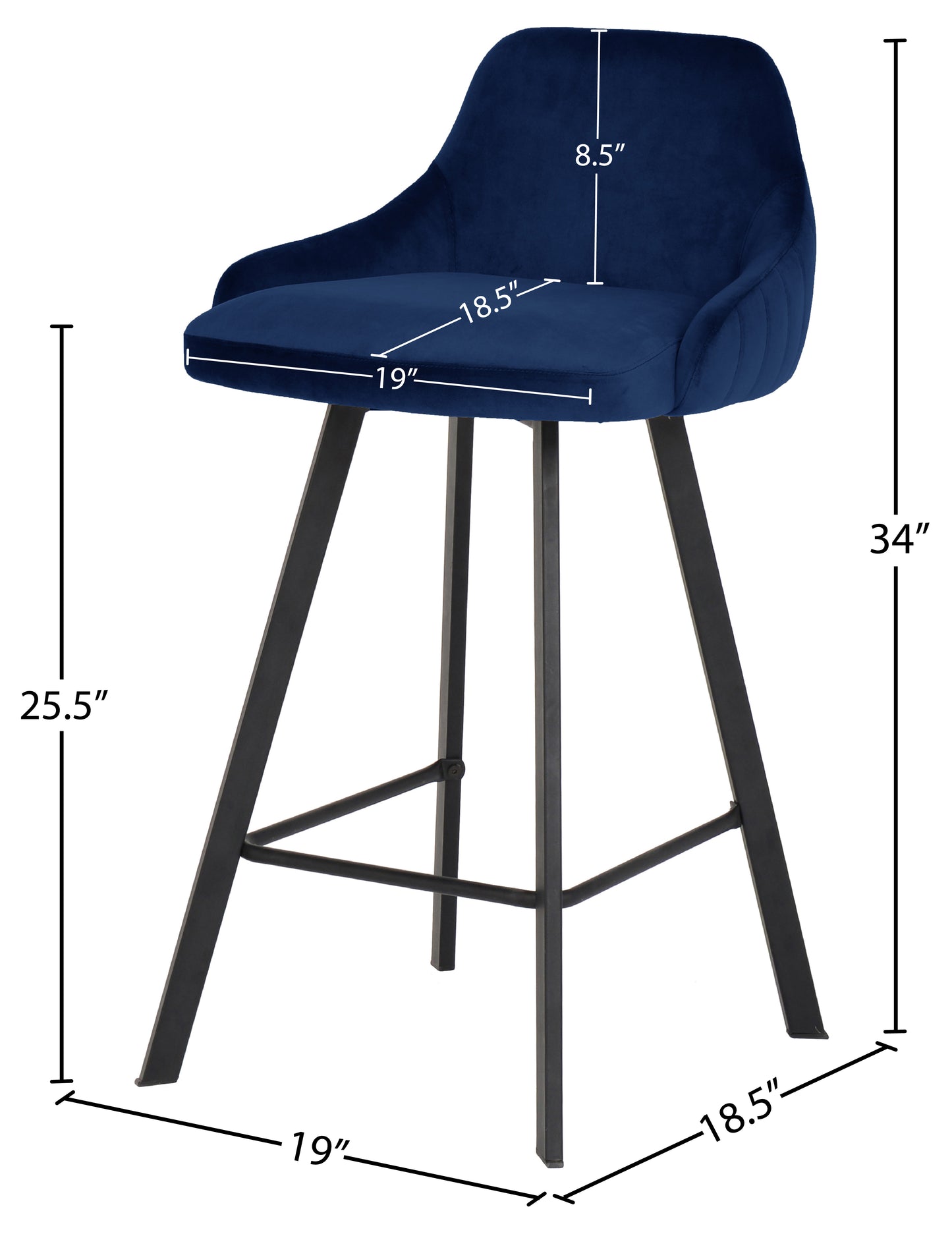 oblique navy velvet stool navy