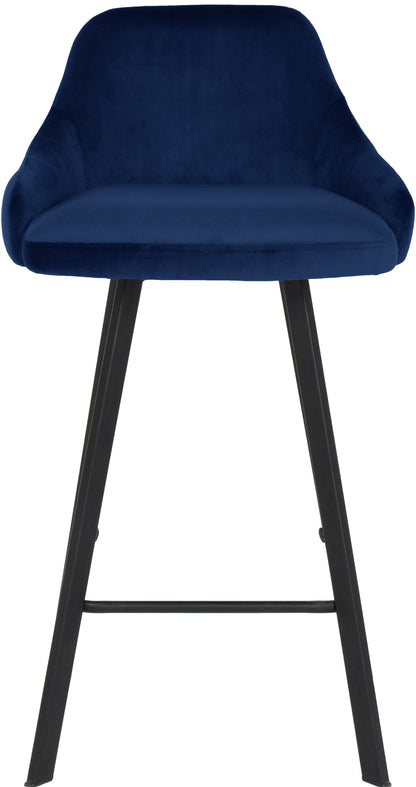 Oblique Navy Velvet Stool Navy