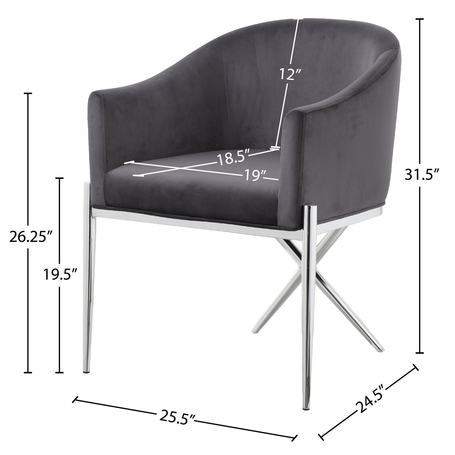 cocoon grey velvet dining chair c