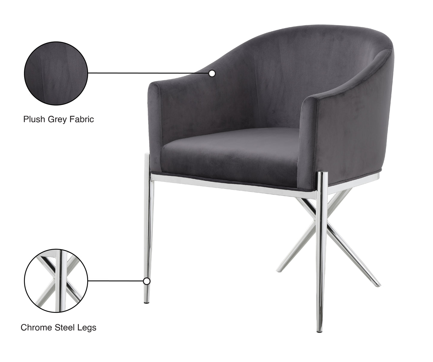 finch grey velvet dining chair