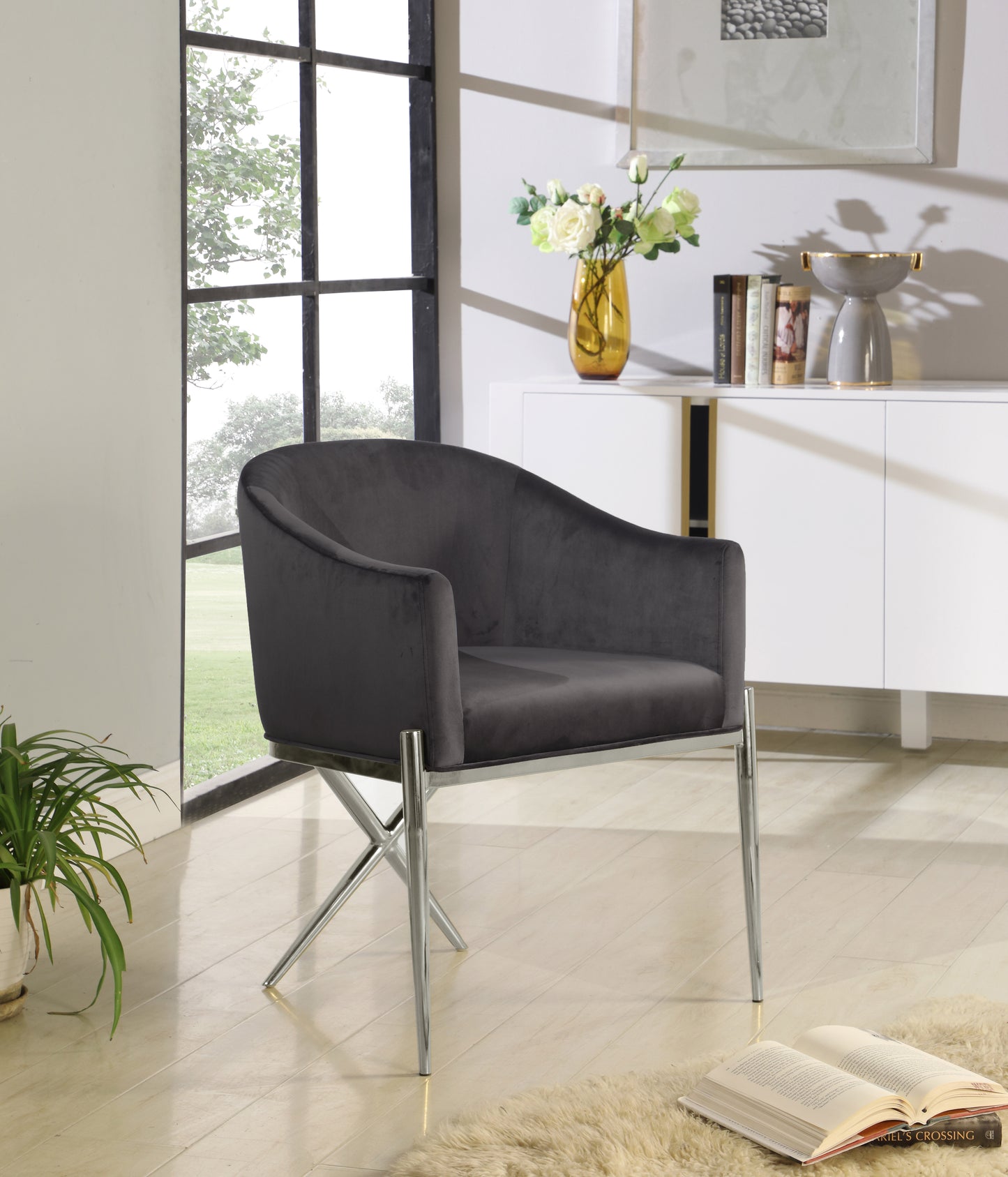 cocoon grey velvet dining chair c