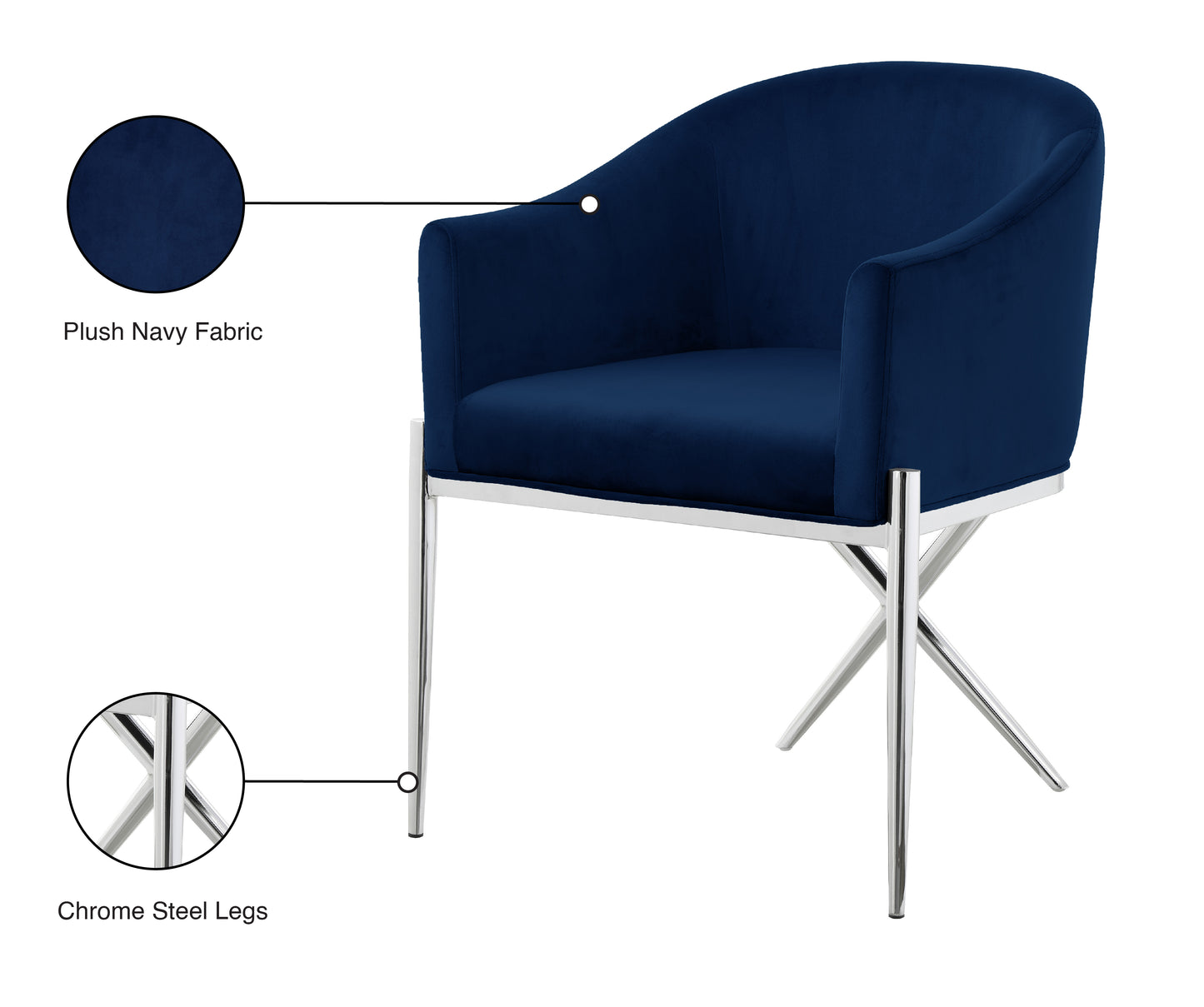 cocoon navy velvet dining chair c