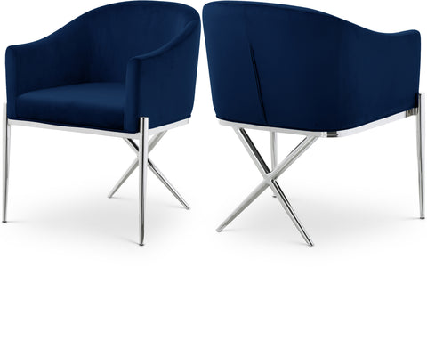 Estelle Navy Velvet Upholstered Dining Chair, 1 Piece