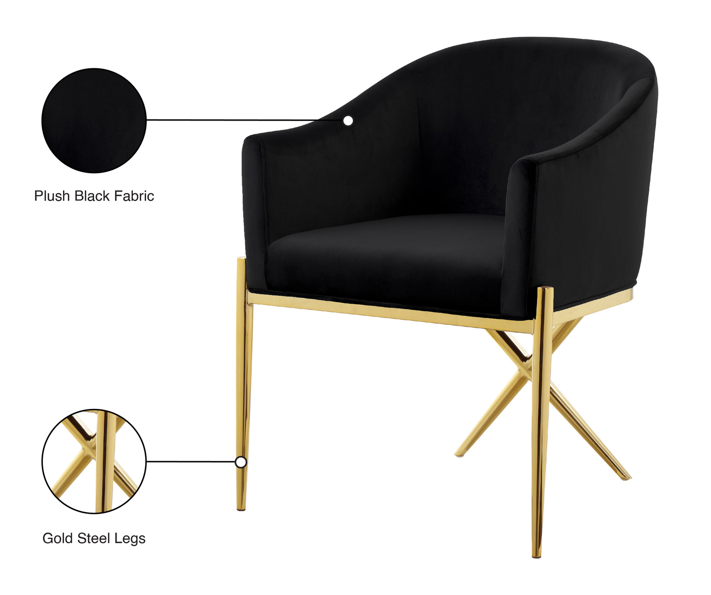 finch black velvet dining chair