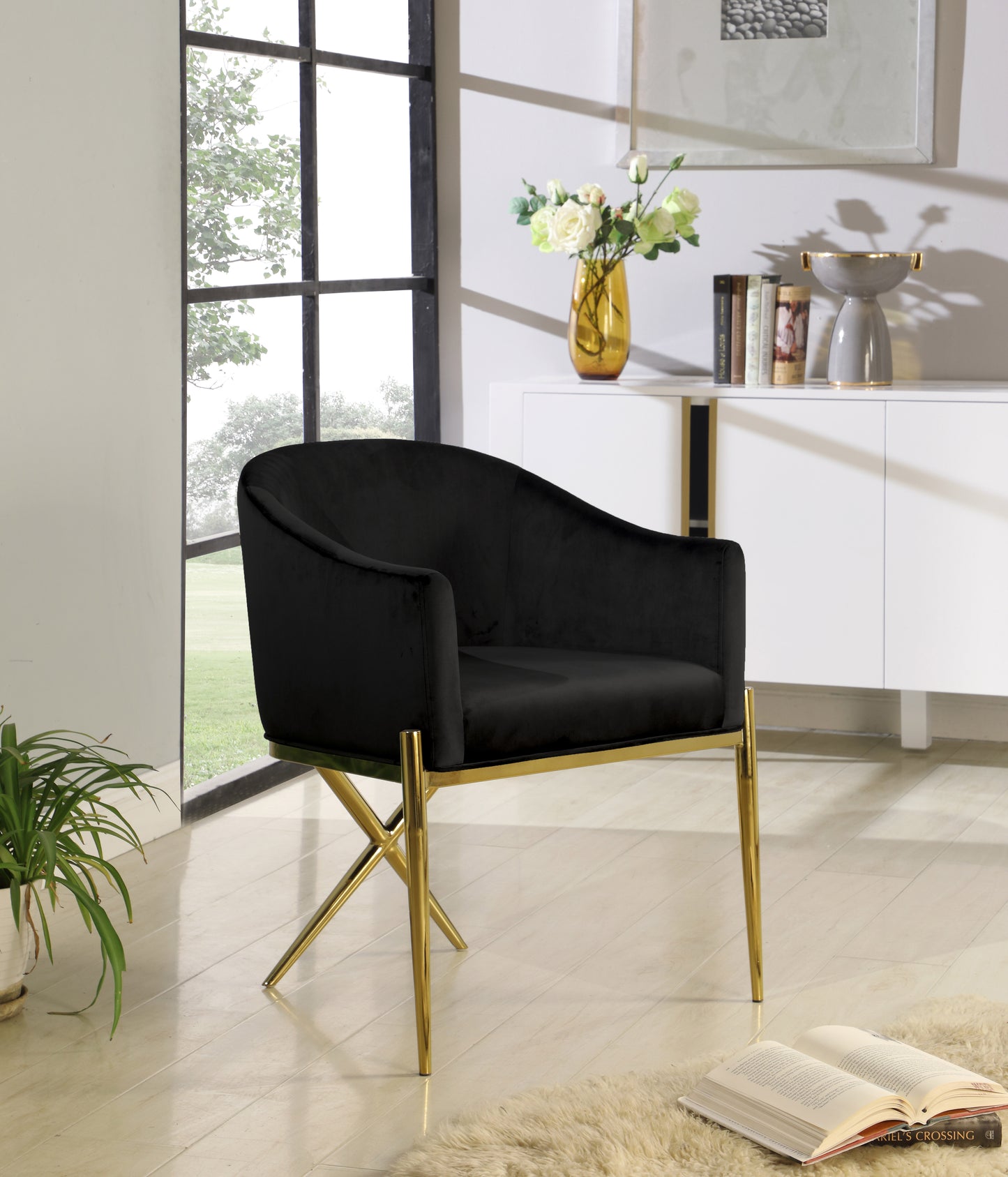 finch black velvet dining chair