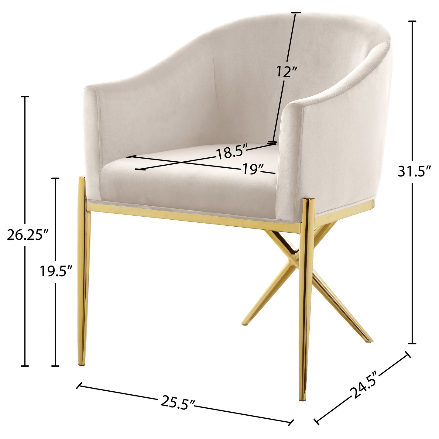 cocoon cream velvet dining chair c