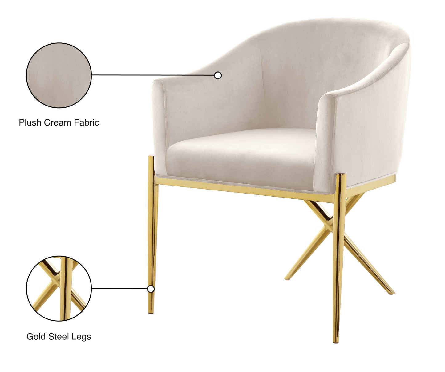 cocoon cream velvet dining chair c