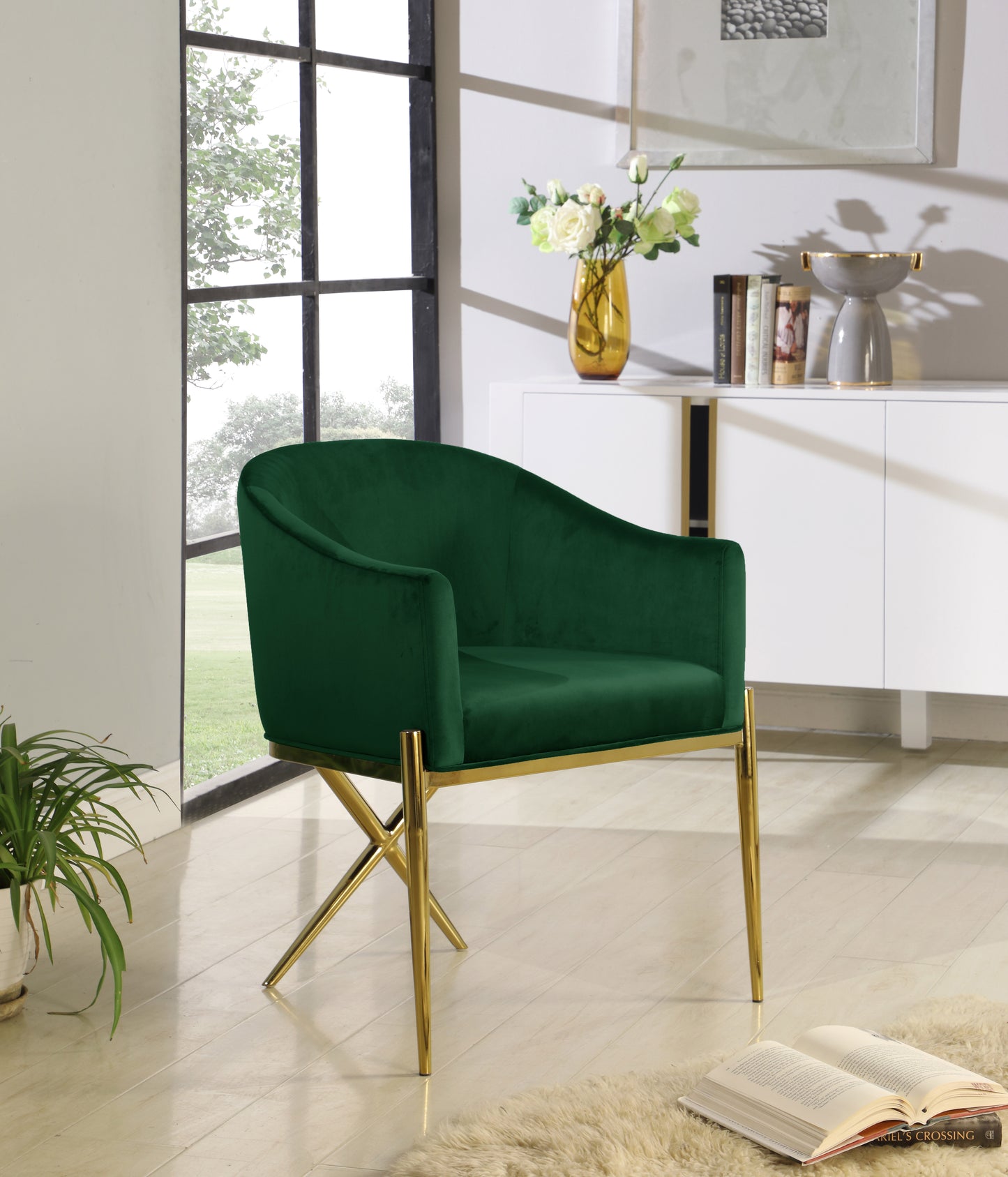 cocoon green velvet dining chair c