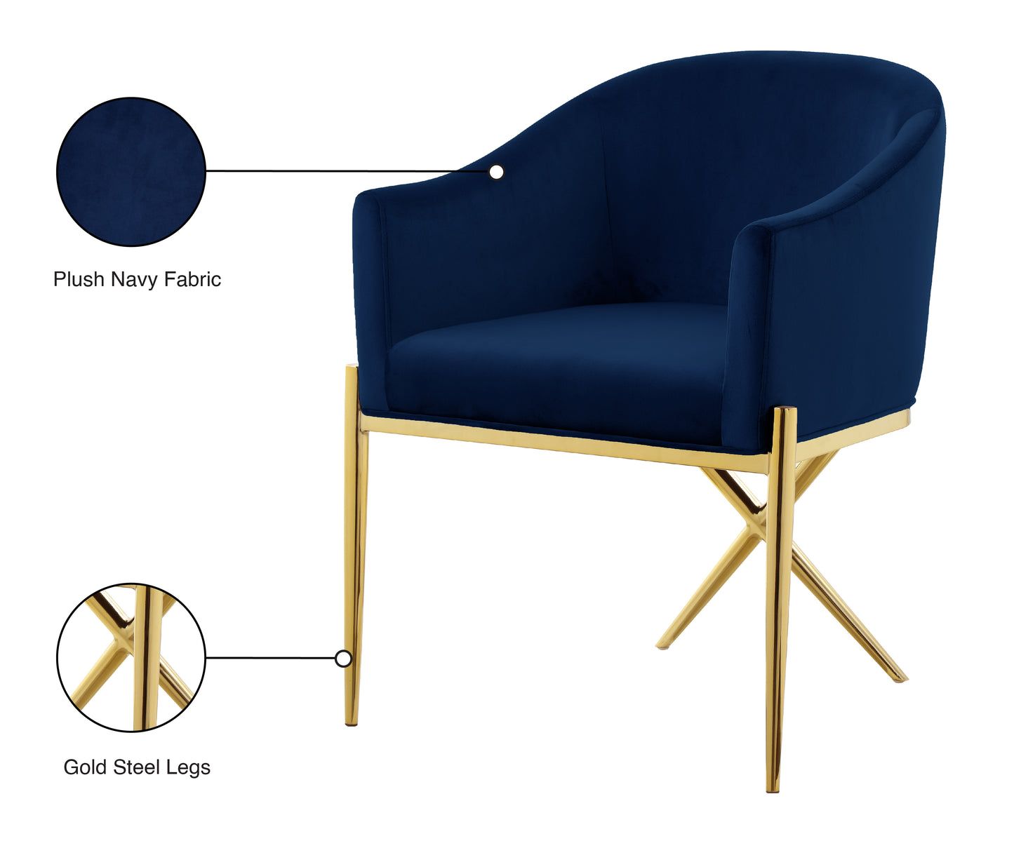 cocoon navy velvet dining chair c